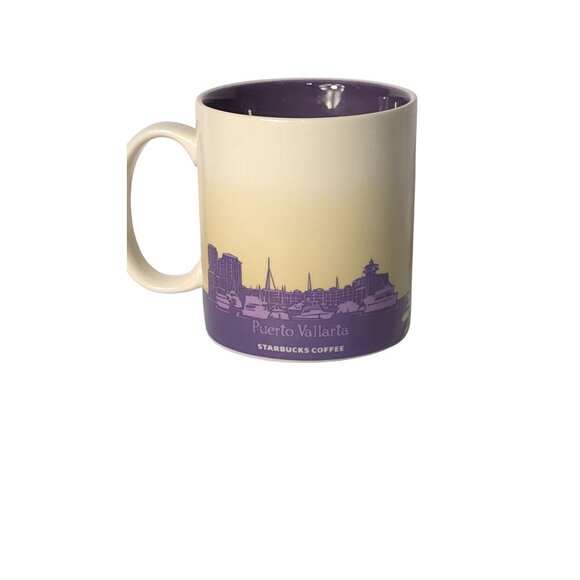 Starbucks Puerto Vallarta Collectors Coffee Mug 16 Oz Beige & Purple Ceramic - Picture 5 of 6